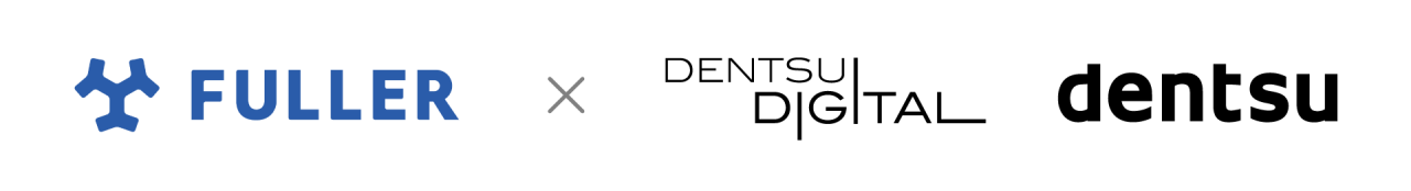 フラー、電通デジタル、電通の3社のロゴ