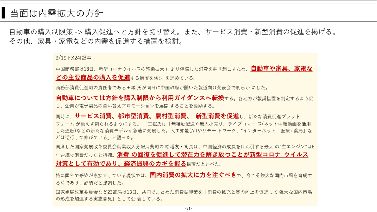 当面は内需要拡大の方針